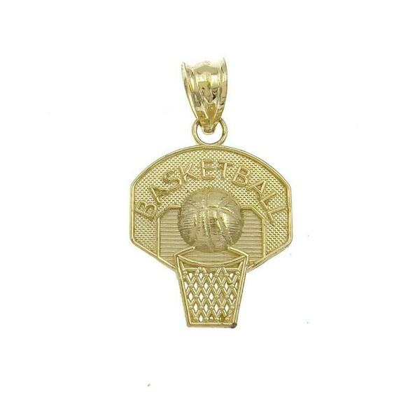 Basketball Sport Pendant Charm 10k Yellow Gold 1.4 inch - Picture 1 of 2